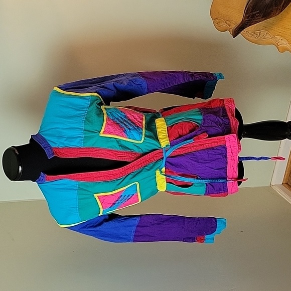 80s bold color block reversible jacket - Picture 1 of 9